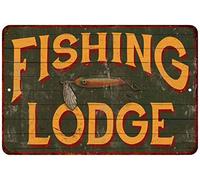 LINQWkk Plaque en métal vintage en forme de cabane de pêche, décoration murale