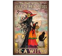 LINQWkk Plaque en métal vintage « In The World Full Of Princesses Be A Witch » - Plaque en métal vintage pour bar, club de musique, club, décoration murale - 30,5 x 20,3 cm