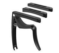 Linrax C3 Capodastre Guitare, Capo de Guitare 4 en 1 avec Extracteur de Goupille de Chevalet, Capo pour Guitare Basse Ukulélé Banjo Mandoline, Têtes de Silicone Amovible, Accessoires de Guitare, Noir