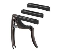 Linrax C3 Capodastre Guitare, Capo de Guitare 4 en 1 avec Extracteur de Goupille de Chevalet, Capo pour Guitare Basse Ukulélé Banjo Mandoline, 3 Têtes de Silicone, Accessoires de Guitare, Chrome Noir