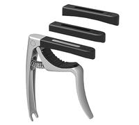 Linrax C3 Capodastre Guitare, Capo de Guitare 4 en 1 avec Extracteur de Goupille de Chevalet, Capos pour Guitare Basse Ukulélé Banjo Mandoline, 3 Têtes de Silicone, Accessoires de Guitare, Argent