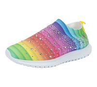LinRim Baskets pour femme - Paillettes - Slip On - En maille respirante - Sans lacets - Pour la marche, le fitness, les loisirs, l'entraînement, Rose, 37 EU