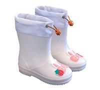 LinRim Bottes d'hiver pour enfant avec motif de lapin - Bottes de pluie roses - Semelles texturées - Antidérapantes - Légères et confortables - Chaussures de pluie pour écoliers du primaire - Bottes