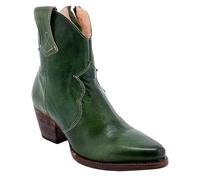 LinRim Bottes western pour femme - Bottes de cowboy - Bottes de motard - Bottines de cowboy pour femme avec talon bloc - Classiques - Bout pointu - Talon épais - Bottes de cowgirl, vert, 39 EU