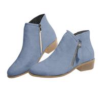 LinRim Bottines élégantes pour femme - Fermeture éclair - Tige courte - Bottes pointues - Bottes courtes - Bottes western - Bottes classiques de cowboy, bleu, 39 EU