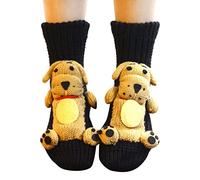 LinRim Chaussettes de Noël pour femmes, chaussettes douillettes avec semelle antidérapante et motifs de dessin animé, chaussettes de Noël chaudes et douces, chaussettes de loisirs, chaussettes