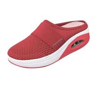 LinRim Chaussons Air Cushion Slip On Walking Sandales en maille respirante Chaussures de fitness d'extérieur Chaussures de sport Chaussures de sport Baskets Chaussures de course, rouge, 38 EU
