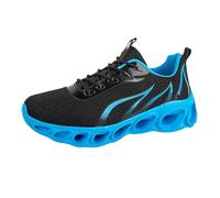 LinRim Chaussures de sport pour homme et femme - Motif flamme - Baskets respirantes - Chaussures de course sur route - Entraîneur pour l'extérieur, le fitness, la gym, la marche, bleu, 45 EU