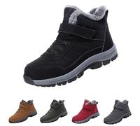 LinRim Chaussures d'hiver pour homme et femme - Doublure chaude - Bottes de neige - Chaussures de trekking - Antidérapantes - Pour l'extérieur - Ergonomiques - Soulagent la douleur - Unisexe, Noir