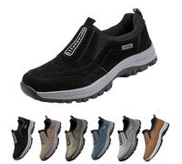 LinRim Chaussures pour homme - Baskets à enfiler - En daim - Respirantes - Sans lacets - Antidérapantes - Confortables - Pour l'extérieur - Pour le fitness - Pointure EU 39, Noir , 39 EU
