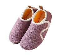 LinRim Pantoufles en polaire pour femme avec talon fermé pour l'intérieur - Pantoufles décontractées - Antidérapantes - Pieds nus - Chaussettes chaudes fermées, lilas, 40/41 EU