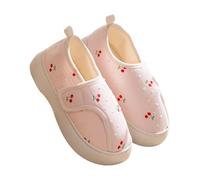 LinRim Pantoufles fermées pour femme - Pour diabétiques - Réglable - Coupe large - Crochet et nœud - En mousse à mémoire de forme - Confortables - Antidérapantes - Chaussures plates, 02 rose., 38 EU