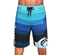 LinRim Short de bain long pour homme - Longueur genou - Short de surf - Short de bain avec cordon de serrage - Pantalon de plage avec poches - Séchage rapide - Cordon de serrage réglable, bleu, M