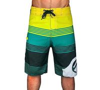 LinRim Short de bain long pour homme - Longueur genou - Short de surf - Short de bain avec cordon de serrage - Pantalon de plage avec poches - Séchage rapide - Cordon de serrage réglable, vert, L