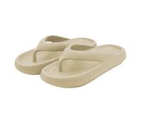 LinRim Tongs de bain antidérapantes pour homme et femme - Pantoufles d'été confortables - Semelle épaisse - Séparateur d'orteils - Sandales super douces avec nuages, beige, 42 EU