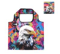 Lin's Liliana Grand sac à provisions pliable 50 x 40 cm, sac à main avec imprimé animal, réutilisable, indéchirable, pratique et léger pour les courses, les voyages, les excursions, 40 x 50 cm