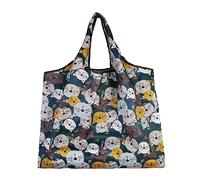 Lin's Liliana Grand Sac Pliable, 50 x 66 cm, Sac de Courses Réutilisable, Sac à Main Léger, Séchage Rapide, Résistant aux Déchirures pour les Courses, les Voyages, les Déplacements, chat, XXL