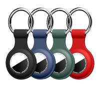 Linsaner Lot de 4 Porte-clés en Silicone compatibles avec AirTag pour Apple Air Tag GPS Accessoires de Recherche d'articles Noir/Bleu/Vert/Rouge