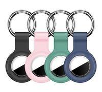 Linsaner Lot de 4 Porte-clés en Silicone compatibles avec AirTag pour Apple Air Tag GPS, Accessoires de Recherche d'articles, Noir/Rose/Vert foncé/Bleu foncé