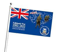 Linsition Drapeau des îles Falkland 3ftx5ft - Bateau à Manches et Drapeau de cabane dans Les Arbres des îles Falkland,Drapeau Union Jack avec Sa Majesté la Reine, Le Drapeau Britannique Peut être
