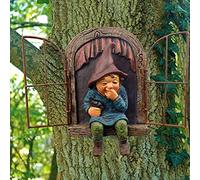Linsition Elfe Out The Door Tree Hugger Nain Statue Résine Jardin Fenêtre Gnomes Out The Window Tree Decor Résine Naturelle Décoration Window Gnomes Garden Decor
