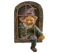 Linsition Elfe Out The Door Tree Hugger Nain Statue Résine Jardin Fenêtre Gnomes Out The Window Tree Decor Résine Naturelle Décoration Window Gnomes Garden Decor