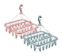 Linsition Etendoir Chaussette 2 Pièces Étendoir À Chaussettes avec 32 Pinces À Linge, Séchoir À Suspendre Intérieur pour Chaussettes, sous-vêtements, Chaussures, Vêtements Bébé, Gants, Chapeaux