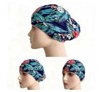 LinsLiliana Bonnet de bain en tissu pour cheveux longs, bonnet de natation femme extrêmement élastique avec motif unique - Bonnet de bain confortable doux minimisé (vert)