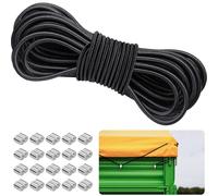 LINSOCLE Sandow Elastique Noir - Tendeur Elastique 8mm x 10m pour Bâches - Parfait pour Remorques et Tentes - Lot avec 20 Manchons de 9 mm