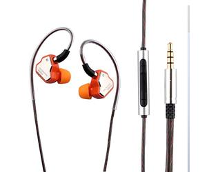 Linsoul 7Hz Salnotes Zero HiFi Écouteurs Intra-Auriculaires 10 mm DD IEM | avec Diaphragme en Métal Composite, Câble OFC 2 Broches Détachable (Orange, avec Mic, 3.5mm)