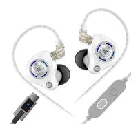 Linsoul KZ Gale Moniteurs Intra-Auriculaires,IEM à Dynamique Super-linéaire | Basses Ultra-réactives HiFi Écouteurs de Jeu filaires,Câble encastré à 2pin pour audiophiles(avec Micro Type C,Blanc)