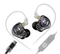 Linsoul KZ Gale Moniteurs Intra-Auriculaires,IEM à Dynamique Super-linéaire,Basses Ultra-réactives HiFi Écouteurs de Jeu filaires,Câble encastré à 2pin pour audiophiles(avec Micro Type C,Noir)
