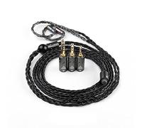 Linsoul QKZ Q1 MAX 16 Stand 352 âmes Câble de mise à niveau des écouteurs HiFi plaqués argent avec prise interchangeable 2,5 mm/3,5 mm/4,4 mm Câble de remplacement pour audiophile (Noir, MMCX)