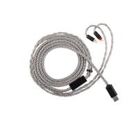 Linsoul Tripowin Zonie Câble de Mise à Niveau des IEMs HiFi, avec Omni Mic, Câble d’écouteur SPC plaqué Argent à 16 âmes, Type C/3,5mm Fil Anti-enchevêtreme de 1,25m (Type-C, 2 Broches 0,78 mm)