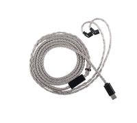 Linsoul Tripowin Zonie Câble de Mise à Niveau des IEMs HiFi, avec Omni Mic, Câble d’écouteur SPC plaqué Argent à 16 âmes, Type C/3,5mm Fil Anti-enchevêtreme de 1,25m (Type-C, 2 Broches encastrées)