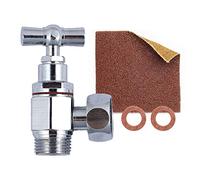 LINSTAN - robinet d'arrêt WC équerre à tête potence (standard 12x17) - 1x robinet wc - 1x toile émeri - 2x joints fibres