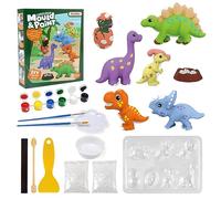 LinStyle Kit de Dinosaures à Colorier pour Enfants avec Moule, Jouet de Peinture 3D,Jeu D' Activites Manuelles pour Garçons Filles 3 4 5 6 7 8 9 10 Ans, Cadeau Créatif Bricolage d'Anniversaires Noël