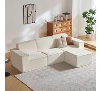 LINSY Home Canapé d'angle avec Fonction Convertible, 266 cm, canapé modulaire, en Forme de L, canapé sectionnel, pour Salon, Pas de Montage nécessaire (Chenille, Blanc, 3 sièges avec méridienne)