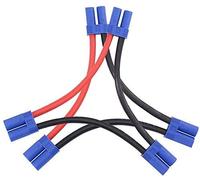 LINSYRC 2-Pack Adaptateur 1-Femelle vers 2-Mâles Connecteurs de Batterie Série EC5 avec Câble 10cm 12AWG pour Losi/E-Flite