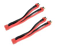 LINSYRC 2 pièces Adaptateur 1-Femelle à 2-Mâle Connecteur Parallèle Prise-T Dean Y-Splitter avec Câble 10CM 14AWG pour RC LiPo Batterie