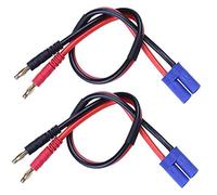 LINSYRC 2 pièces Connecteur Mâle EC5 vers Connecteur Mâle Bullet Fiche Banane 4,0MM 4MM Câble de Charge de Batterie RC avec Câble en Silicone 12AWG 30CM pour Jouets de véhicule d'hélicoptère RC