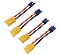 LINSYRC Lot de 2 adaptateurs XT90H mâle vers EC5 femelle et 2 adaptateurs XT90 femelle vers EC5 mâle avec câble en silicone de 10 cm 12 AWG