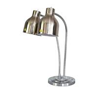 LINTAIZUO Lampe Chauffante pour Aliments, 2 x 250 W, Chauffe-Plats Professionnel, Réglable à 2 Têtes, en Acier Inoxydable, Chauffe-Plats Électrique Portable pour Cuisine, Buffet, Restaurant Silver