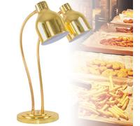 LINTAIZUO Lampe Chauffante pour Aliments Double Tête 500W, Lampe à Chaleur Commerciale pour Aliments, Lampe Chauffante pour Frites en Acier Inoxydable pour Fêtes, Restaurants, Traiteurs Gold