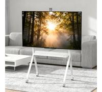 LINTAIZUO Support TV à roulettes pour Téléviseurs de 55 à 100 Pouces, Chariot Portable pour Tableau Blanc sur roulettes Verrouillables, Hauteur Réglable Manuellement, Capacité de 120 kg White