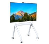 LINTAIZUO Support TV Mobile, Chariot TV à roulettes avec Support sur roulettes Verrouillables, pour écrans Plats Incurvés LCD LED OLED de 55 à 100 Pouces Jusqu'à 120 kg, pour Salon, Bureau White