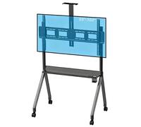 LINTAIZUO Support TV Mobile pour Téléviseurs LED de 55 à 100 Pouces, Hauteur Réglable, 4 roulettes Verrouillables, avec Rangement, Supporte Jusqu'à 120 kg, Support au Sol pour Salon Black