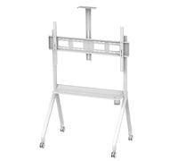 LINTAIZUO Support TV Motorisé à roulettes, Support pour Tableau Blanc Interactif de 55 à 100 Pouces, Hauteur Réglable Manuellement, Capacité de Charge de 120 kg, pour Salle de Classe et Bureau White