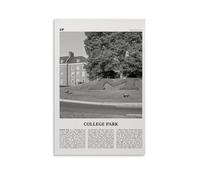 LINTEZHG College Park Poster noir et blanc Peinture décorative sur toile Art mural pour salon, chambre à coucher, art mural, impression d'image moderne, décoration de salle familiale, 08 x 12 pouces