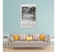 LINTEZHG Cuba Poster de plage noir et blanc Peinture décorative sur toile Art mural pour salon, chambre à coucher, art mural, impression d'image moderne, décoration de salle familiale, 30 x 45 cm